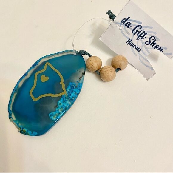 Blue Agate Slice Ornament Da Bead Shop Kainaliu, Hawaii - Picture 1 of 5